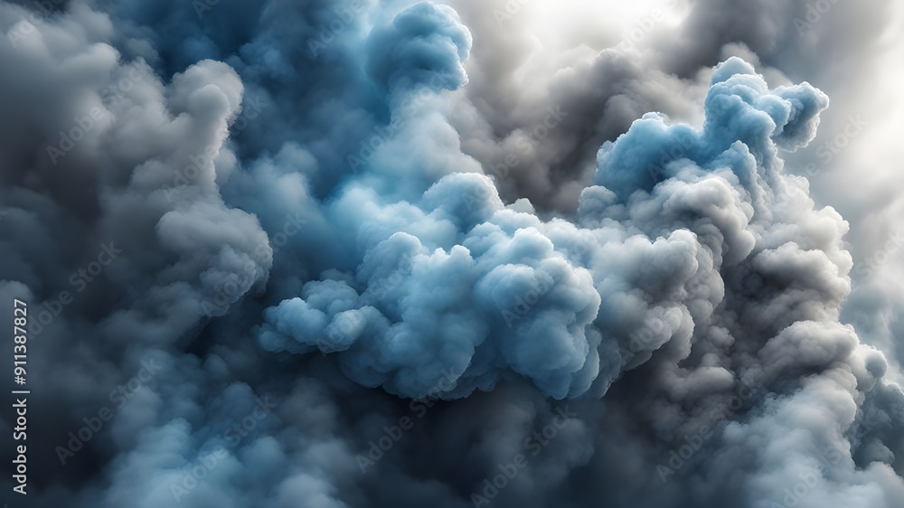 blue and gray smoke or cloudy blue and gray smoke or cloudy