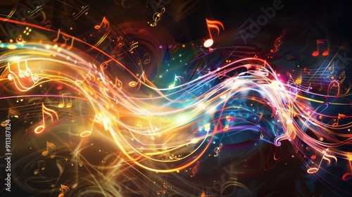Abstract Musical Waves with Vibrant Colors