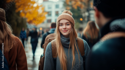 Wallpaper Mural female student smiling at camera outside the university Torontodigital.ca