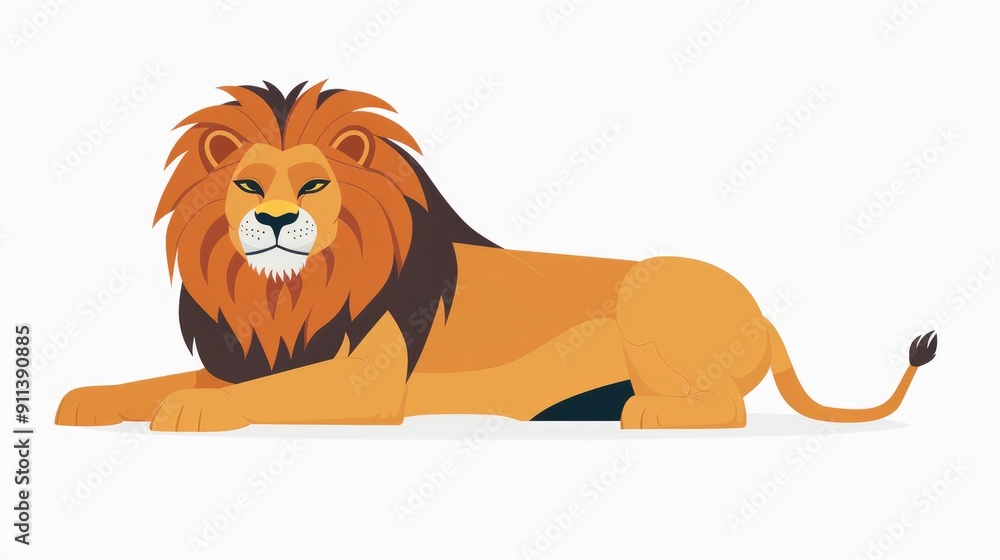 Illustration of a flat lion animal on a bright white background. Illustration of a flat lion animal on a bright white background.