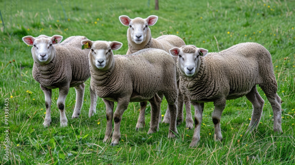 Concept of fine lamb on green grass Concept of fine lamb on green grass