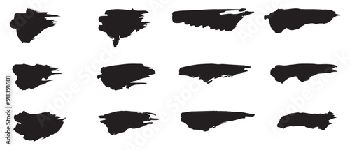 Brash stroke black color design Painted illustration.