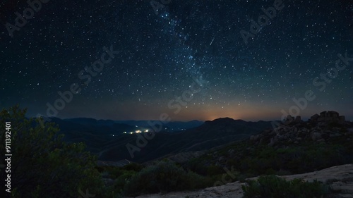 Wallpaper Mural A stunning night sky filled with the Milky Way, casting its glow over in a dark night Torontodigital.ca