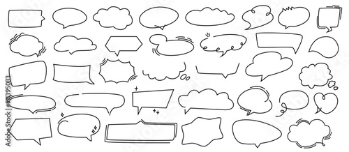 Empty chatboxes, isolated set of bubble doodles. Vector blank thought boxes of personages and comic characters. Expressing emotions and speaking, thoughts and ideas, comments for people
