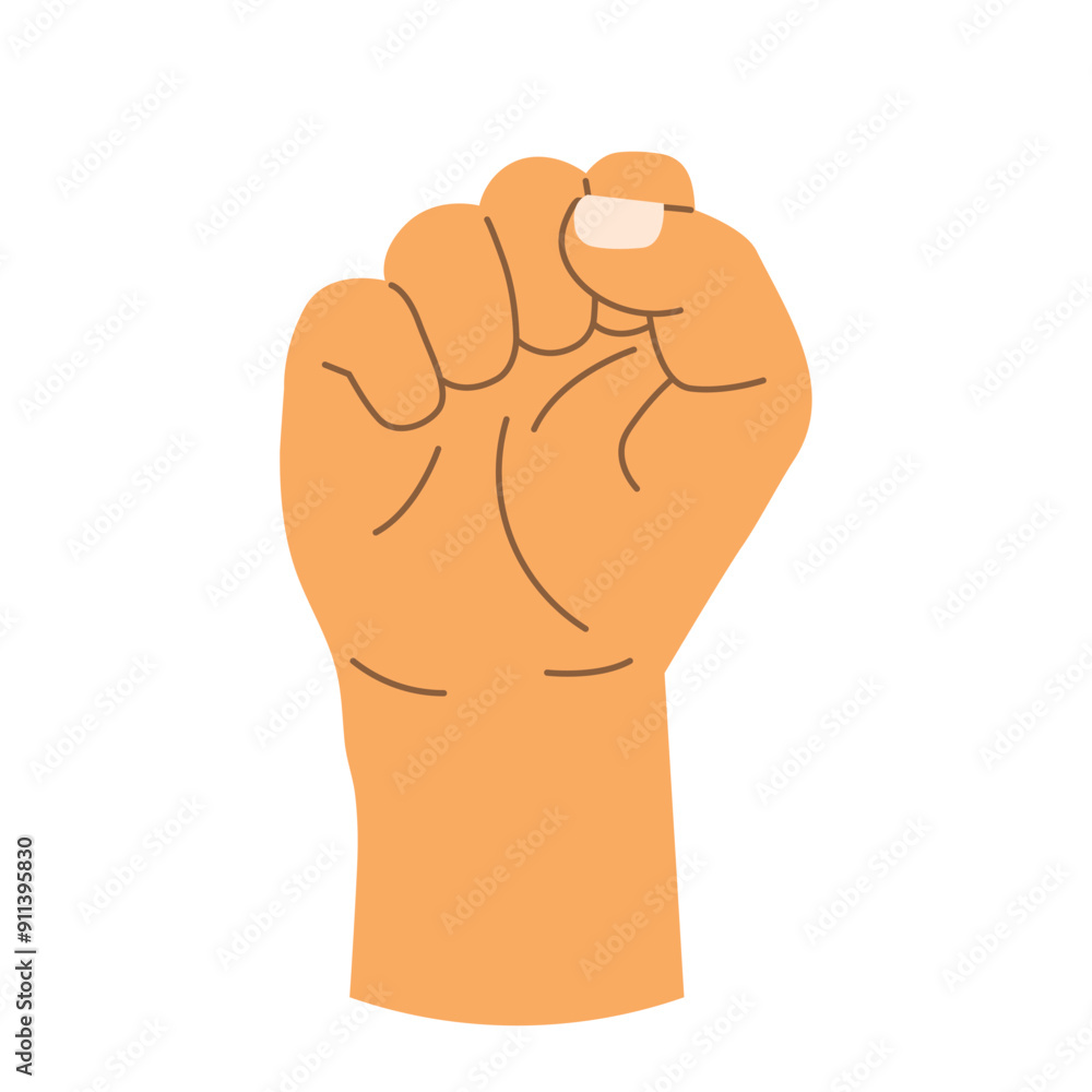 raised hand clenched tightly into a fist; concept of power, resistance and solidarity - vector illustration raised hand clenched tightly into a fist; concept of power, resistance and solidarity - vector illustration