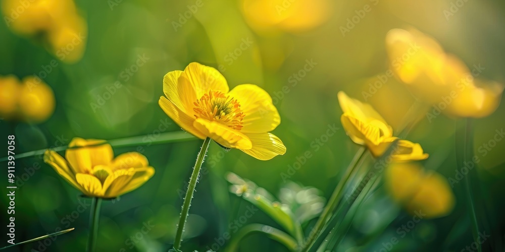 Stunning Close up of Meadow Buttercup Flower with Shallow Depth of Field Stunning Close up of Meadow Buttercup Flower with Shallow Depth of Field