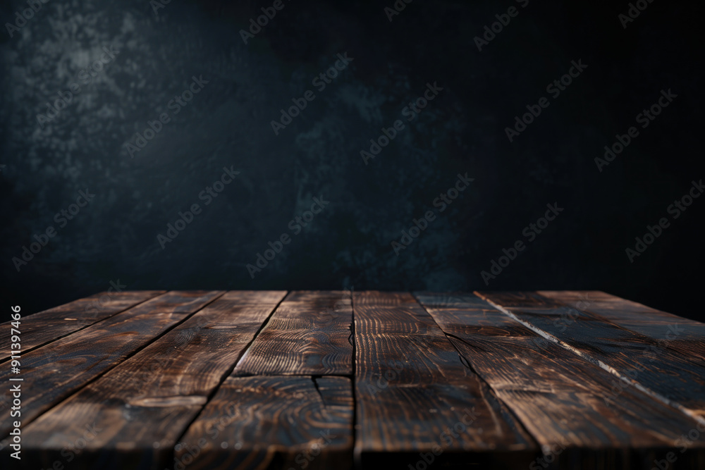 Empty wooden table top with dark background Empty wooden table top with dark background