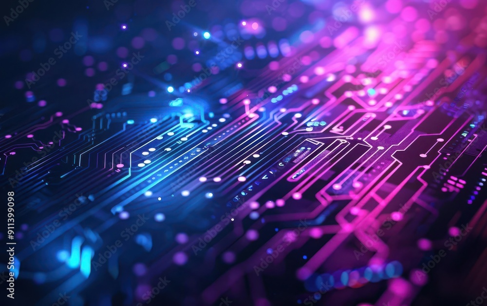 Advanced tech background, purple and blue laser patterns, neon highlights, digital scene Advanced tech background, purple and blue laser patterns, neon highlights, digital scene