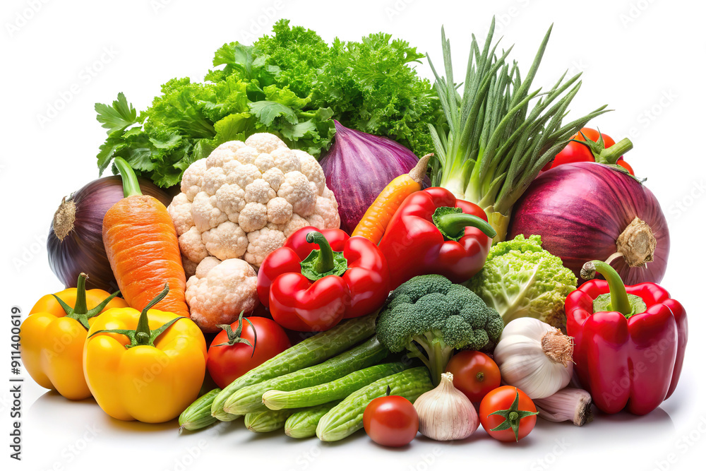 assorted fresh vegetables isolated on white background assorted fresh vegetables isolated on white background