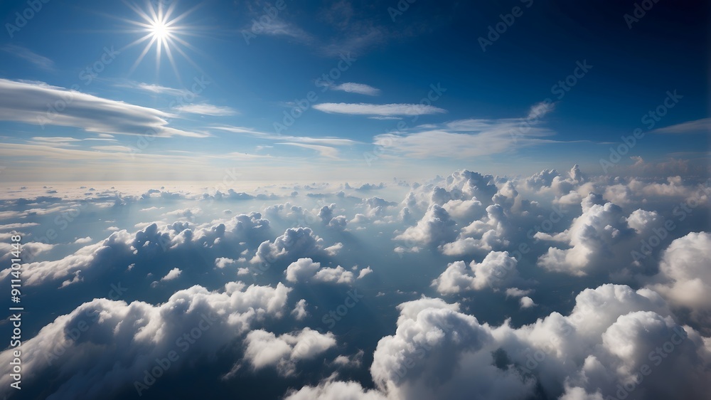 Clouds and sky, aerial view from airplane window. Ai Generative. Clouds and sky, aerial view from airplane window. Ai Generative.