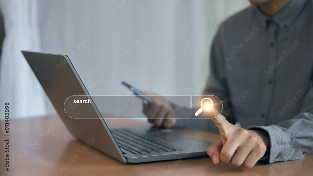 Searching the internet with a search bar working on a smartphone, internet network concept. Searching the internet with a search bar working on a smartphone, internet network concept.