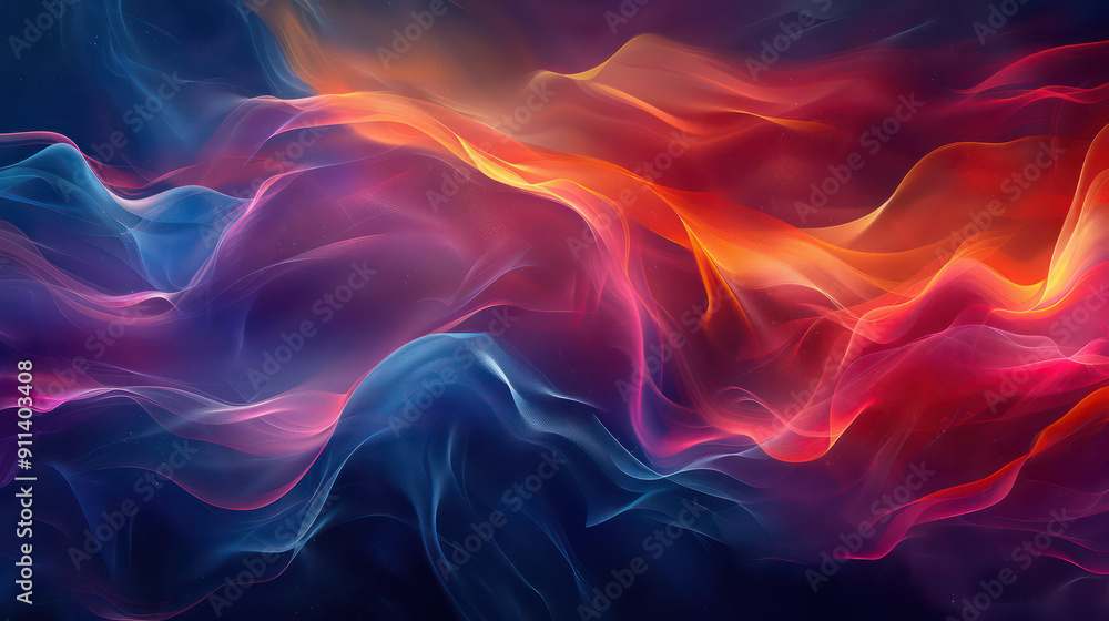 Fototapeta premium Beautiful abstract neon wavy shiny background