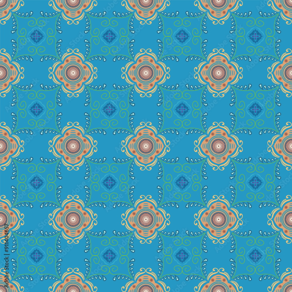 Fototapeta premium Abstract ethnic art, Indian style. art ornament print.Design for carpet, cover.wallpaper, wrapping, fabric, clothing