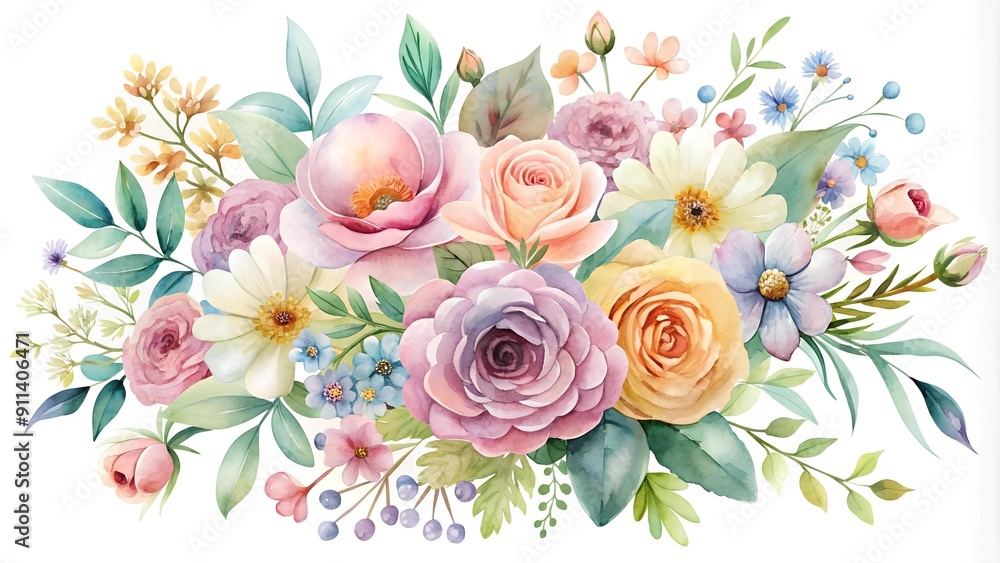 Whimsical Watercolor Bouquet generative AI Whimsical Watercolor Bouquet generative AI