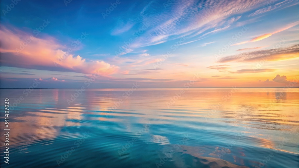 Fototapeta premium Tranquil ocean reflecting the pastel hues of dusk with a serene atmosphere , calm, ocean, dusk, tranquil, serene, peaceful