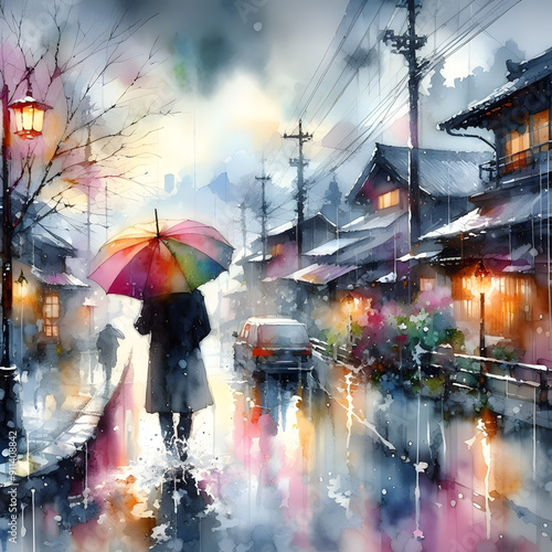 비, 우산, 수채화 (Rain, umbrellas, and watercolors)