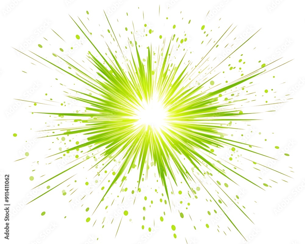 Obraz premium Abstract Sunburst surface of lime radial zoom in lime colour tones on white background. 