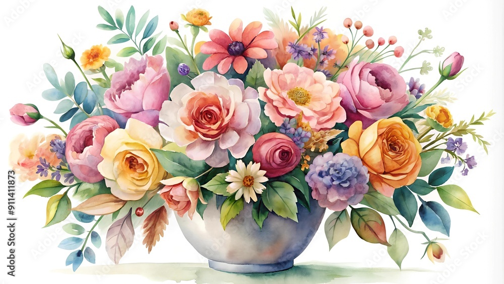 Ethereal Watercolor Symphony of Blooms Generative AI Ethereal Watercolor Symphony of Blooms Generative AI