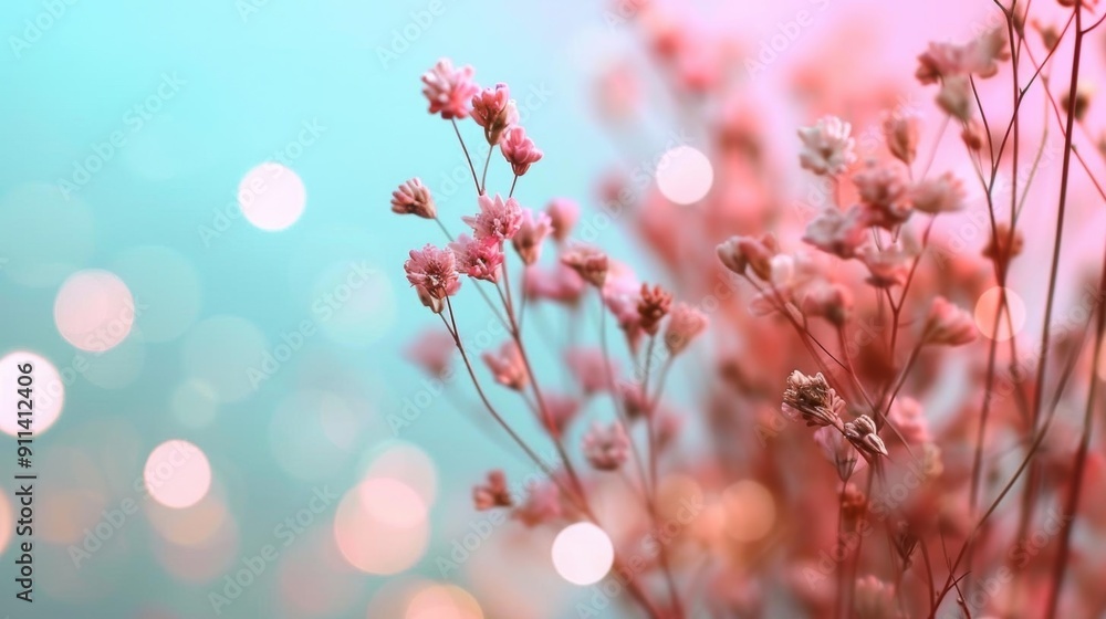 Delicate pink wildflowers with blurred bokeh background. Delicate pink wildflowers with blurred bokeh background.