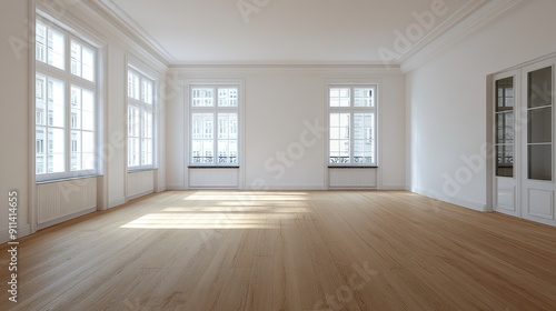 A contemporary kitchen showcases elegant cabinets, a dark marble backsplash, and large windows offering a view of greenery and skyline