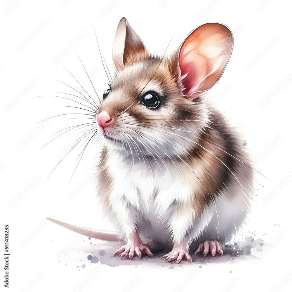 흰 배경, 캥거루쥐, 수채화 (White background, kangaroo rat, water colour) 흰 배경, 캥거루쥐, 수채화 (White background, kangaroo rat, water colour)