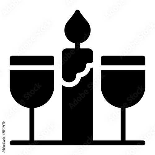 romantic dinner glyph icon