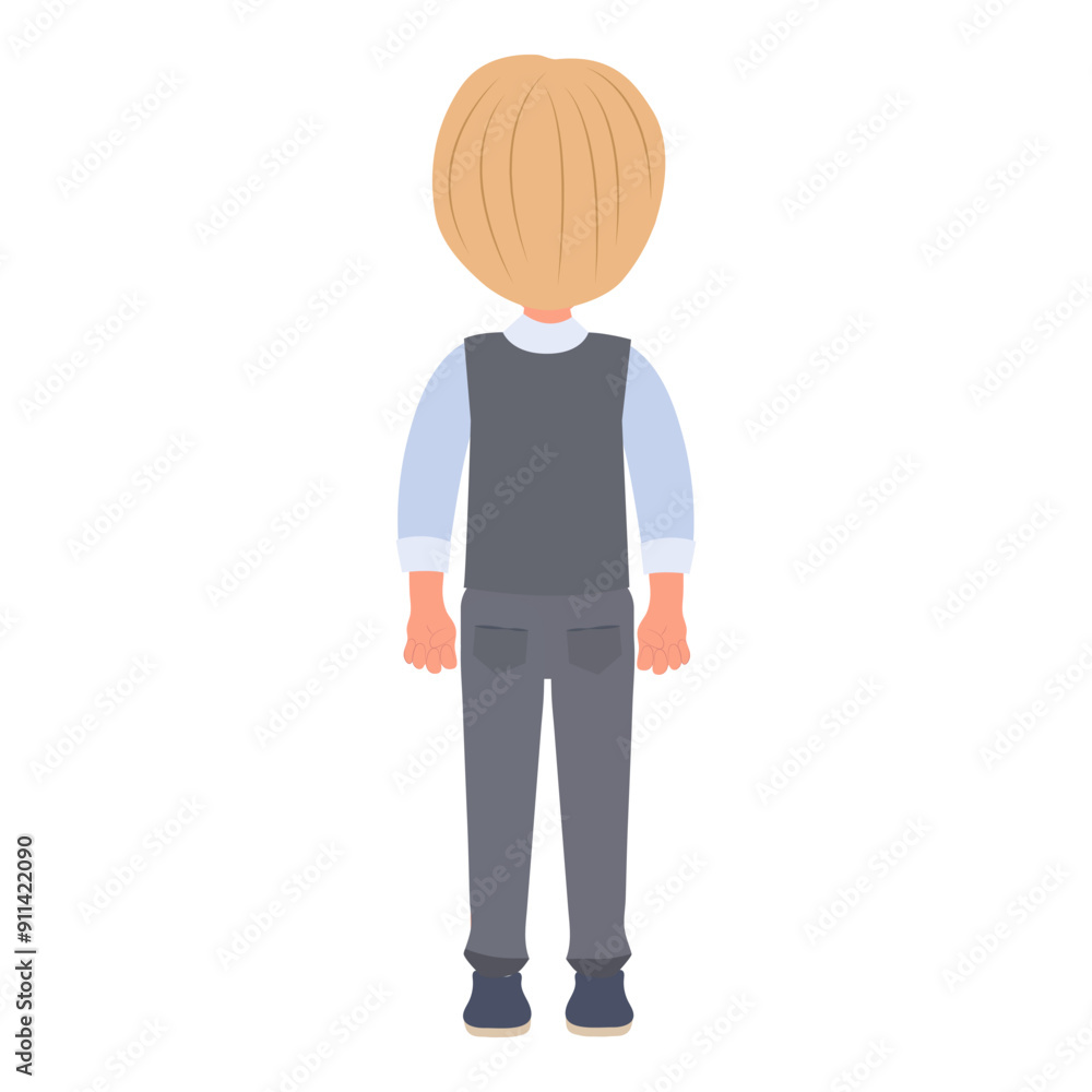 Flat Vector Illustration of Schoolboy Wearing School Uniform and Holding a Book, Cartoon Character Set For Animation, Various Views, Poses and Gestures. Item 2 Flat Vector Illustration of Schoolboy Wearing School Uniform and Holding a Book, Cartoon Character Set For Animation, Various Views, Poses and Gestures. Item 2