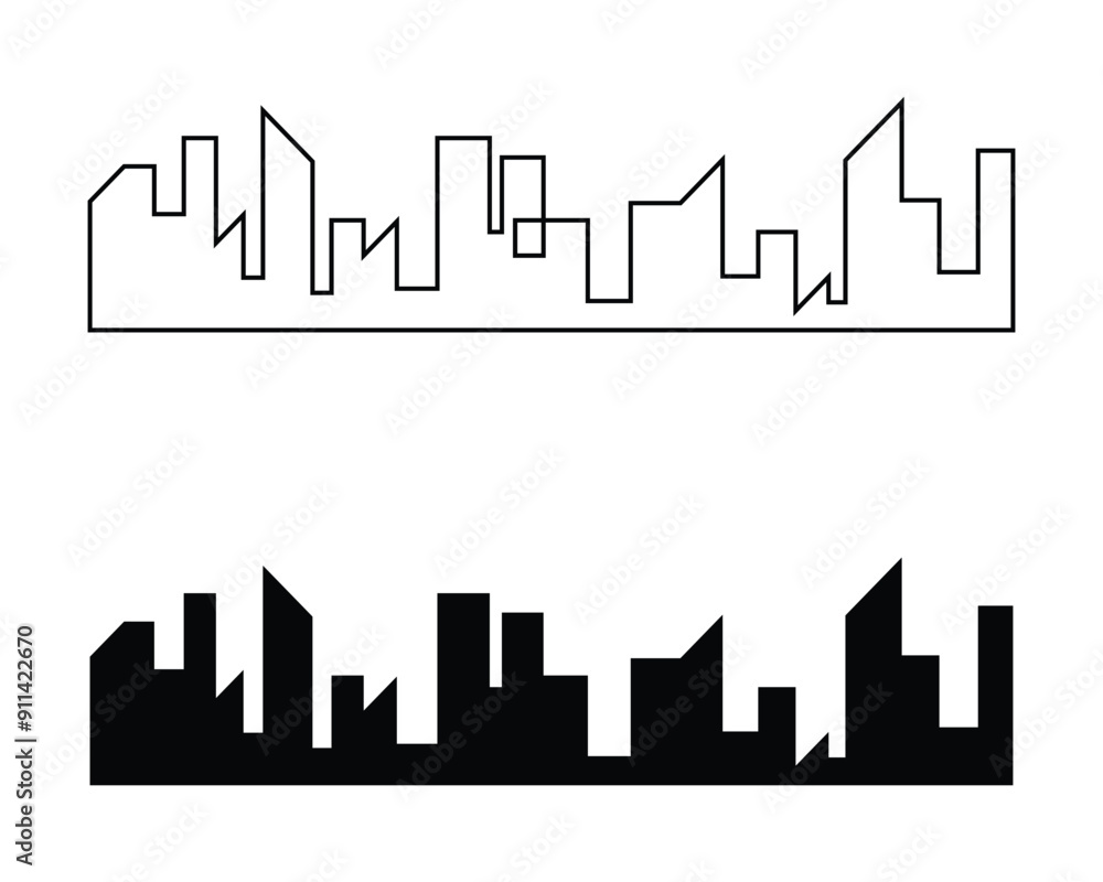 Continuous line city building. One single outline cityscape continuous construction. Editable stroke building background. Vector illustration eps 10. Continuous line city building. One single outline cityscape continuous construction. Editable stroke building background. Vector illustration eps 10.