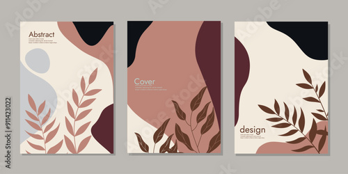 Cover page book collection. Templates with abstract autumn leaves. Universal cover Designs for Annual Report, Flyers, Presentations, Leaflet, Brochures,  book, Magazine.