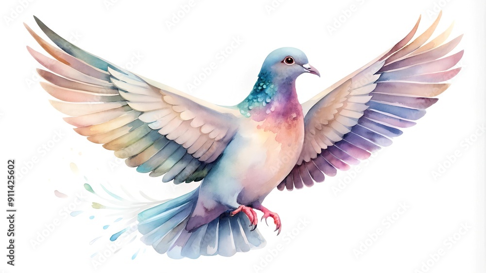 Fototapeta premium A Delicate and Dreamy Watercolor Pigeon Tattoo Design Generative AI