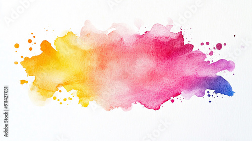 Bright watercolor splash with contrasting colors Water color on white background