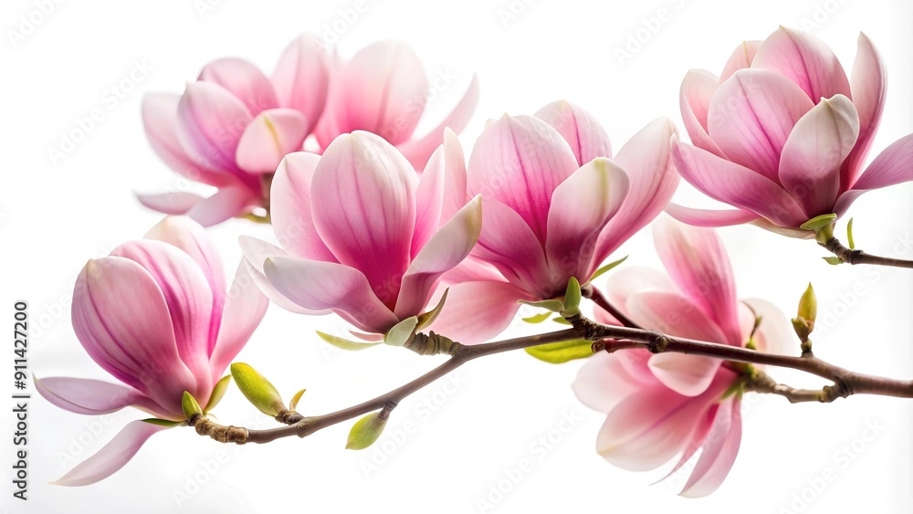 Obraz premium A Delicate Touch of Pink: A Single Magnolia Blossom in Bloom AI generated