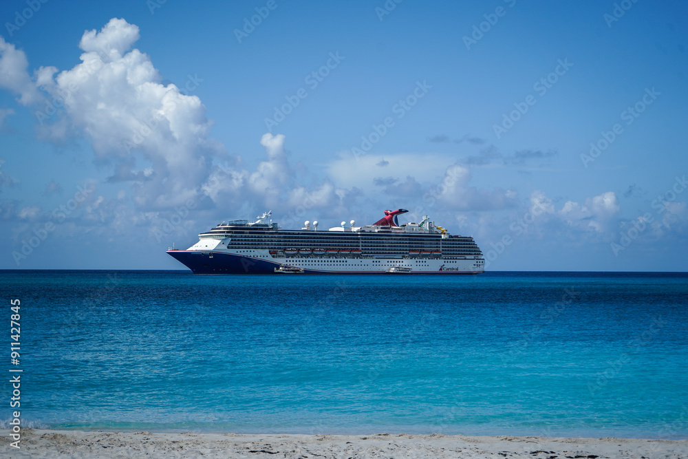 Half Moon Cay Island, Bahamas July 2024 View of the Carnival Pride