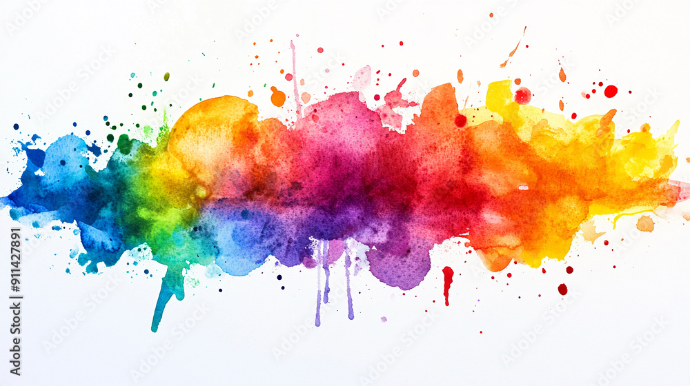 Fototapeta premium Dynamic watercolor splash with vibrant colors Water color on white background