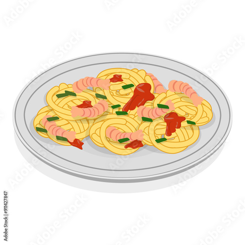 3D Isometric Flat Vector Set of Traditional Italian Cuisine, Mediterranean Food. Item 2