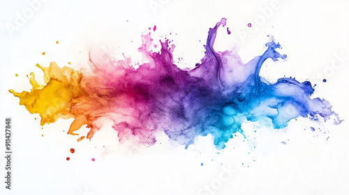 Dynamic watercolor splash with overlapping colors Water color on white background