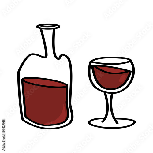 Botella y copa de vino