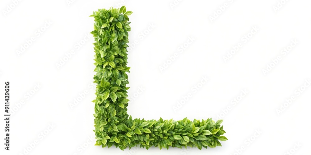 Isolated white background showcases a stylized uppercase letter L, creatively embellished with a delicate green leaf design, symbolizing growth and harmony in a modern aesthetic. Isolated white background showcases a stylized uppercase letter L, creatively embellished with a delicate green leaf design, symbolizing growth and harmony in a modern aesthetic.