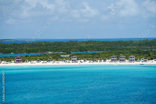 Slika na platnu View from the Carnival Pride Cruise ship to the island of Half Moon Cay