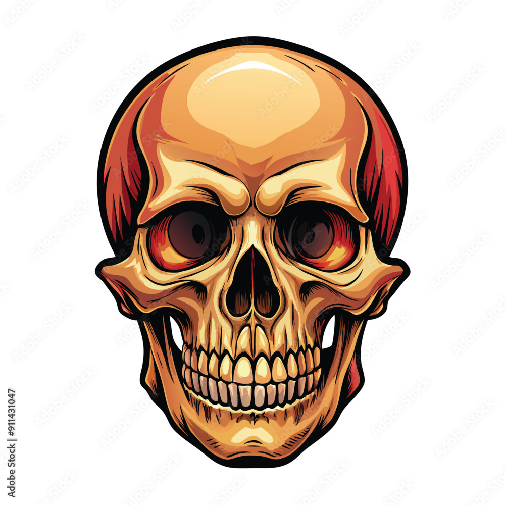 Fototapeta premium Realistic human skull Illustration isolated on solid background. Realistic Human skull vector.