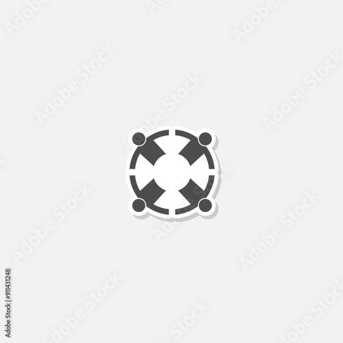 Team of people or children icon sticker isolated on gray background