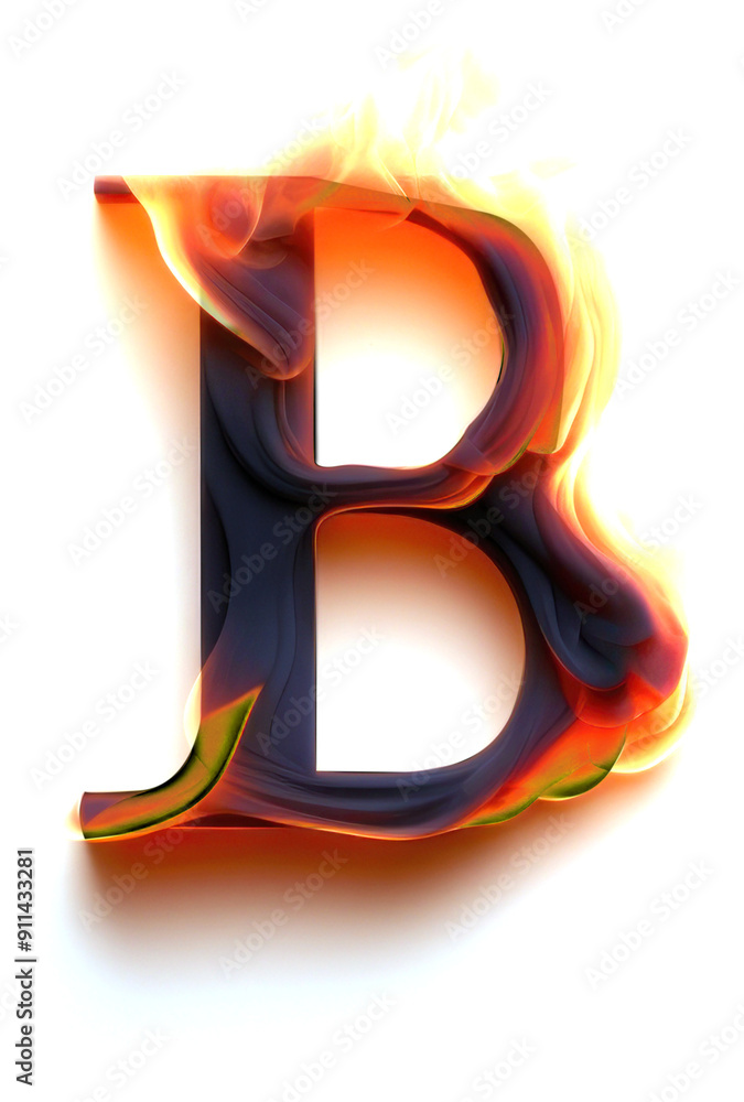 Burning letter B text fire glowing. Burning letter B text fire glowing.