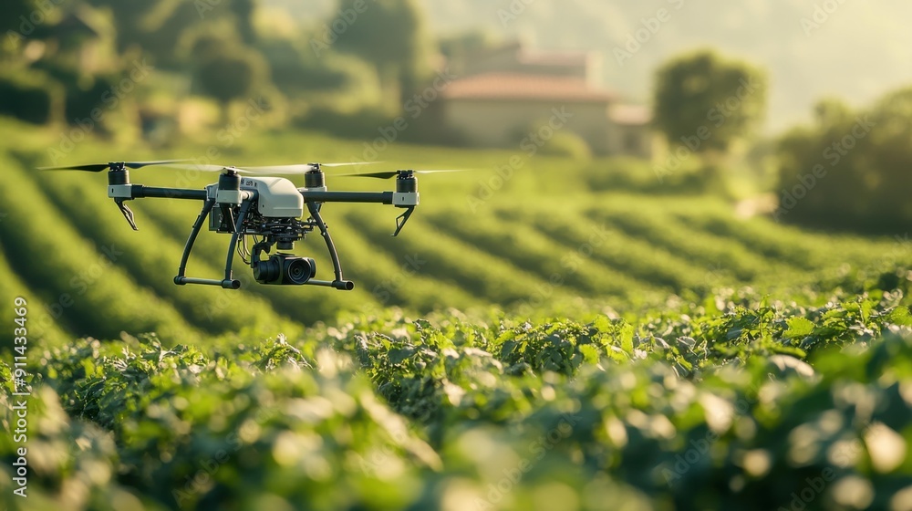 Drone Soaring Above Lush Vineyards, Capturing Agricultural Insights Drone Soaring Above Lush Vineyards, Capturing Agricultural Insights