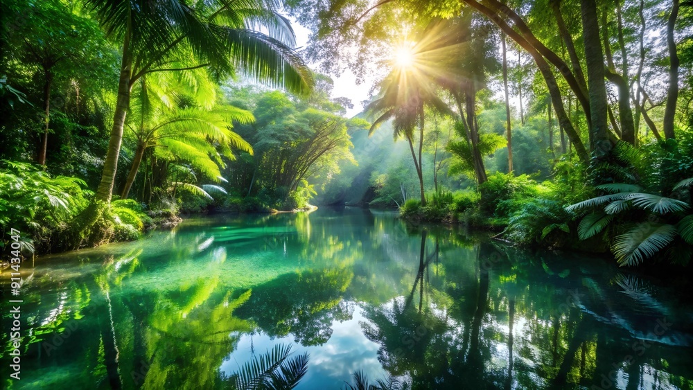 Emerald Embrace: A Serene Water Pond Hidden in the Heart of the Jungle Generative AI Emerald Embrace: A Serene Water Pond Hidden in the Heart of the Jungle Generative AI