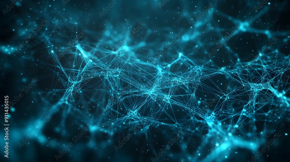 Abstract blue network with glowing particles. Abstract blue network with glowing particles.