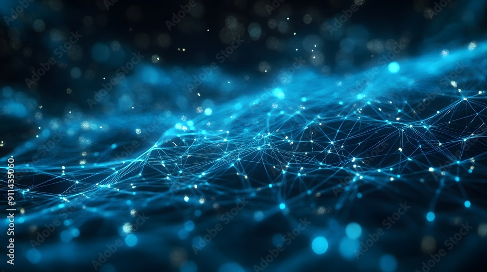 Abstract blue network with glowing points. Abstract blue network with glowing points.