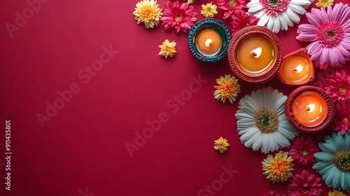 Traditional Indian Happy Diwali Celebration Festival of Lights background AI generated image