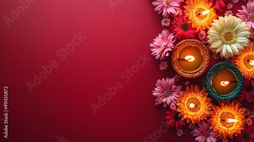 Traditional Indian Happy Diwali Celebration Festival of Lights background AI generated image