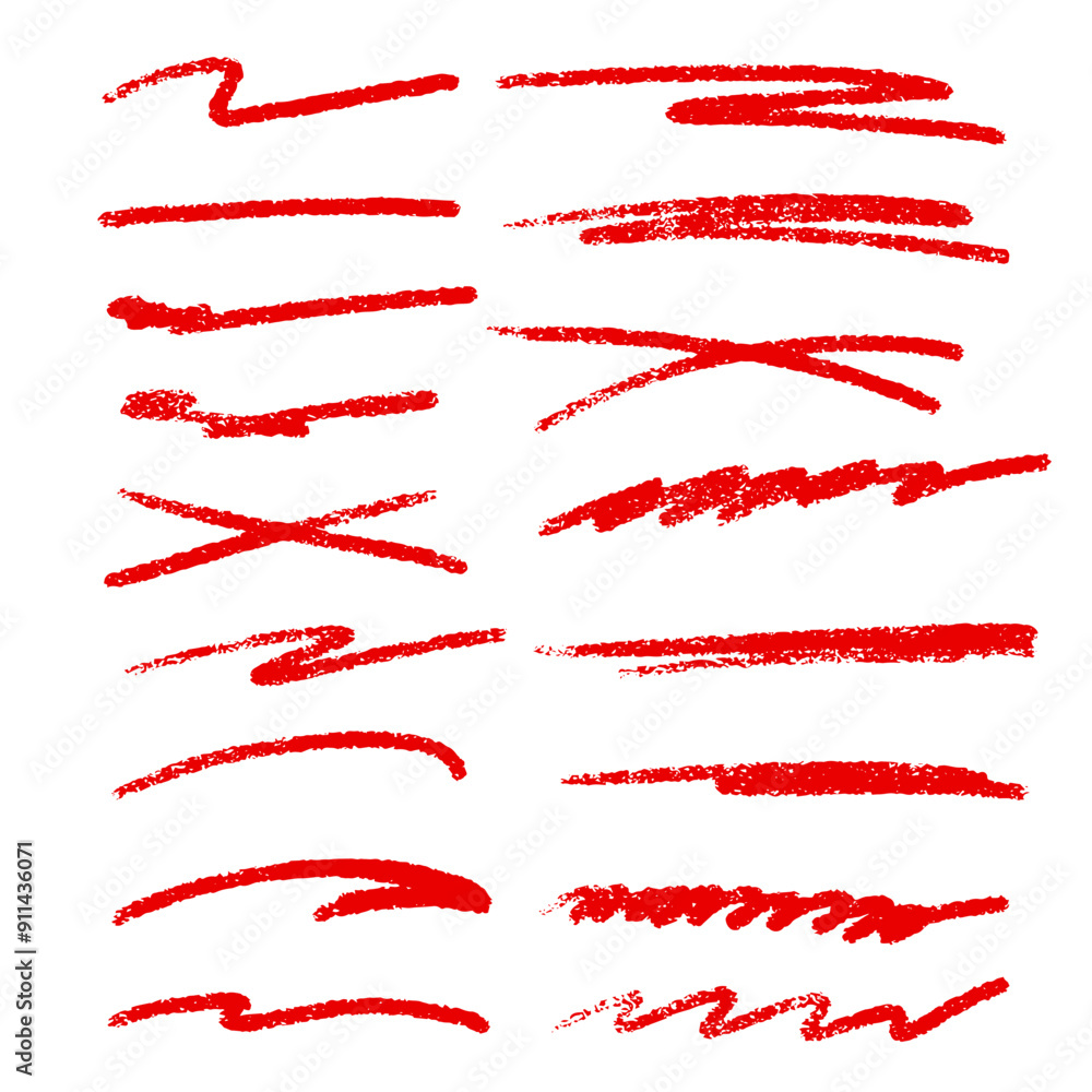 Red crayon or charcoal underlines. Doodle lines with grunge pastel pencil texture. Hand drawn chalk scribbles or rough strokes. Sketchy brushes bar line. Red crayon or charcoal underlines. Doodle lines with grunge pastel pencil texture. Hand drawn chalk scribbles or rough strokes. Sketchy brushes bar line.