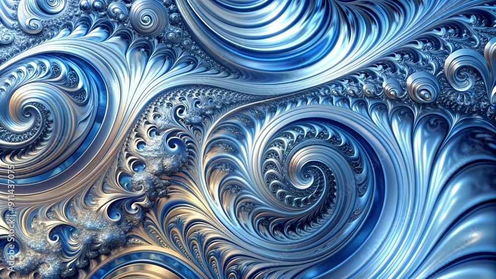 Silver and Blue Abstract Swirls: A Symphony of Movement generative AI Silver and Blue Abstract Swirls: A Symphony of Movement generative AI